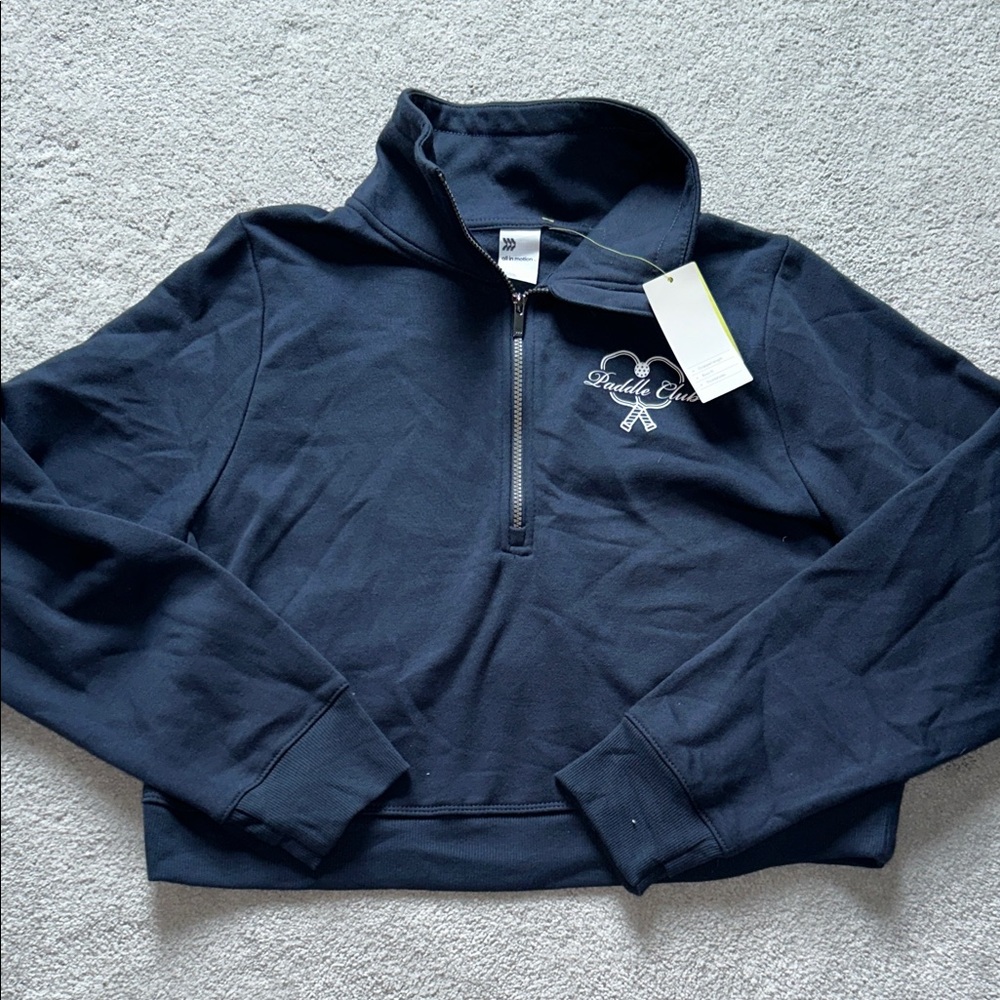 Women’s Cropped Half-Zip Fleece Sweatshirt - Picture 1 of 2